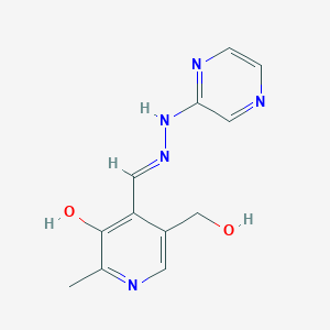 molecular formula C12H13N5O2 B13523821 5-(Hydroxymethyl)-2-methyl-4-{[2-(pyrazin-2-yl)hydrazin-1-ylidene]methyl}pyridin-3-ol 