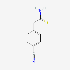 molecular formula C9H8N2S B13523834 2-(4-Cyanophenyl)ethanethioamide 