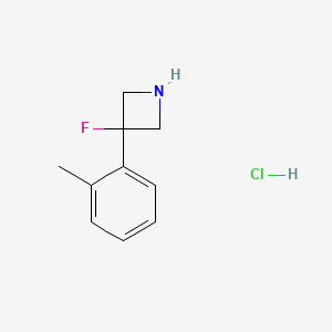 molecular formula C10H13ClFN B13523899 3-Fluoro-3-(2-methylphenyl)azetidinehydrochloride 