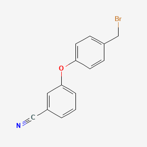 molecular formula C14H10BrNO B13524015 3-[4-(Bromomethyl)phenoxy]benzonitrile 