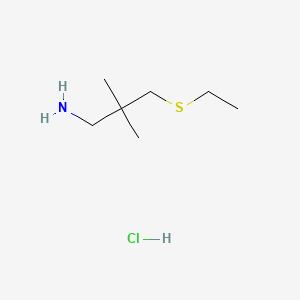 molecular formula C7H18ClNS B13524028 3-(Ethylsulfanyl)-2,2-dimethylpropan-1-aminehydrochloride 