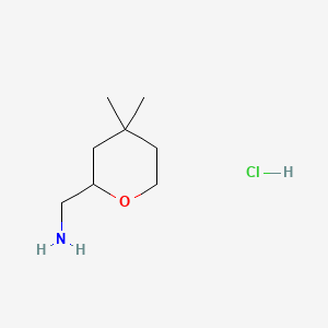 molecular formula C8H18ClNO B13524030 1-(4,4-Dimethyloxan-2-yl)methanaminehydrochloride 