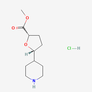 molecular formula C11H20ClNO3 B13524128 rac-methyl (2R,5S)-5-(piperidin-4-yl)oxolane-2-carboxylate hydrochloride 