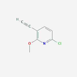 molecular formula C8H6ClNO B13524242 6-Chloro-3-ethynyl-2-methoxypyridine 