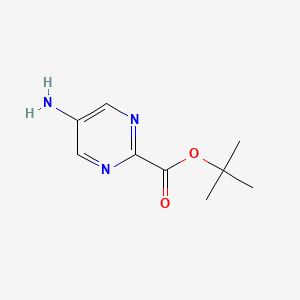 molecular formula C9H13N3O2 B13524329 Tert-butyl 5-aminopyrimidine-2-carboxylate 