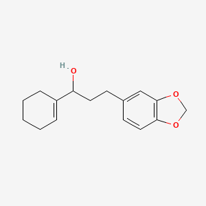 molecular formula C16H20O3 B13524386 3-(1,3-Dioxaindan-5-yl)-1-(cyclohex-1-en-1-yl)propan-1-ol 