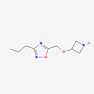 molecular formula C9H15N3O2 B13524451 5-((Azetidin-3-yloxy)methyl)-3-propyl-1,2,4-oxadiazole 