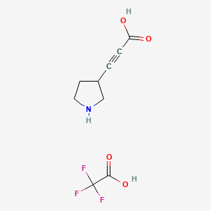 molecular formula C9H10F3NO4 B13524461 3-(Pyrrolidin-3-yl)prop-2-ynoicacid,trifluoroaceticacid 