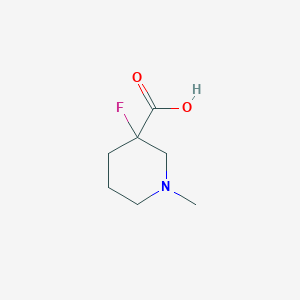 molecular formula C7H12FNO2 B13524535 3-Fluoro-1-methylpiperidine-3-carboxylic acid 