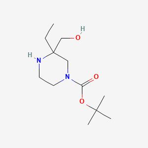 molecular formula C12H24N2O3 B13524667 Tert-butyl 3-ethyl-3-(hydroxymethyl)piperazine-1-carboxylate 