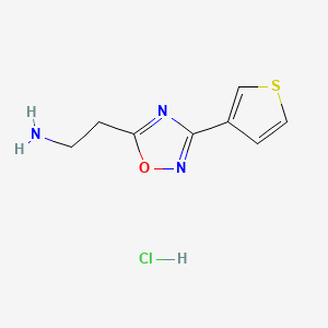 molecular formula C8H10ClN3OS B13524678 2-[3-(Thiophen-3-yl)-1,2,4-oxadiazol-5-yl]ethan-1-aminehydrochloride 