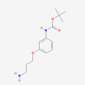 molecular formula C14H22N2O3 B13524902 Carbamic acid, N-[3-(3-aminopropoxy)phenyl]-, 1,1-dimethylethyl ester 