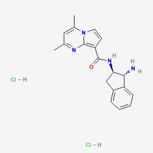 molecular formula C19H22Cl2N4O B13524984 N-[(1R,2R)-1-amino-2,3-dihydro-1H-inden-2-yl]-2,4-dimethylpyrrolo[1,2-a]pyrimidine-8-carboxamide dihydrochloride 