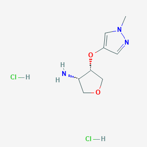 molecular formula C8H15Cl2N3O2 B13525031 (3S,4S)-4-(1-methylpyrazol-4-yl)oxyoxolan-3-amine;dihydrochloride 