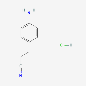 molecular formula C9H11ClN2 B13525067 3-(4-Aminophenyl)propanenitrilehydrochloride 