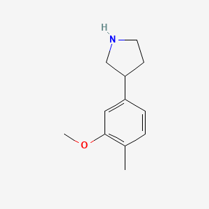 molecular formula C12H17NO B13525151 3-(3-Methoxy-4-methylphenyl)pyrrolidine 