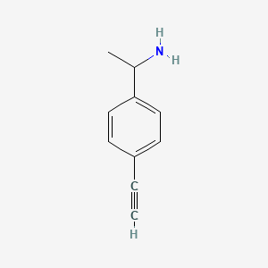 molecular formula C10H11N B13525307 1-(4-Ethynylphenyl)ethan-1-amine 