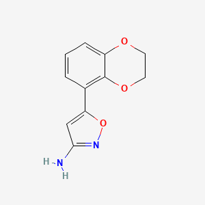 molecular formula C11H10N2O3 B13525313 5-(2,3-Dihydrobenzo[b][1,4]dioxin-5-yl)isoxazol-3-amine 