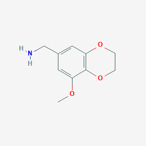 molecular formula C10H13NO3 B13525347 (8-Methoxy-2,3-dihydrobenzo[b][1,4]dioxin-6-yl)methanamine 