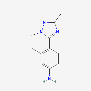 molecular formula C11H14N4 B13525535 4-(1,3-Dimethyl-1h-1,2,4-triazol-5-yl)-3-methylaniline 