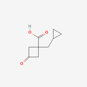 molecular formula C9H12O3 B13525555 1-(Cyclopropylmethyl)-3-oxocyclobutane-1-carboxylicacid 