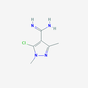 molecular formula C6H9ClN4 B13525561 5-chloro-1,3-dimethyl-1H-pyrazole-4-carboximidamide 