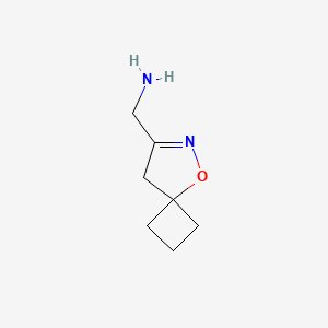 molecular formula C7H12N2O B13525730 1-{5-Oxa-6-azaspiro[3.4]oct-6-en-7-yl}methanamine 