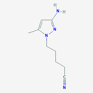 molecular formula C9H14N4 B13525832 5-(3-Amino-5-methyl-1H-pyrazol-1-yl)pentanenitrile 