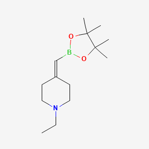 molecular formula C14H26BNO2 B13525884 1-Ethyl-4-[(tetramethyl-1,3,2-dioxaborolan-2-yl)methylidene]piperidine 