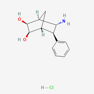 molecular formula C13H18ClNO2 B13525913 rac-(1R,2R,3S,4S,5R,6R)-5-amino-6-phenylbicyclo[2.2.1]heptane-2,3-diol hydrochloride 