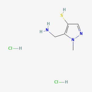 molecular formula C5H11Cl2N3S B13526047 5-(aminomethyl)-1-methyl-1H-pyrazole-4-thioldihydrochloride 