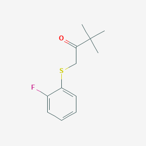 molecular formula C12H15FOS B13526107 1-((2-Fluorophenyl)thio)-3,3-dimethylbutan-2-one 