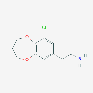 molecular formula C11H14ClNO2 B13526129 2-(9-Chloro-3,4-dihydro-2h-benzo[b][1,4]dioxepin-7-yl)ethan-1-amine 