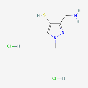 molecular formula C5H11Cl2N3S B13526137 3-(aminomethyl)-1-methyl-1H-pyrazole-4-thioldihydrochloride 