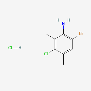 molecular formula C8H10BrCl2N B13526167 6-Bromo-3-chloro-2,4-dimethylanilinehydrochloride 