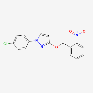 molecular formula C16H12ClN3O3 B1352641 1-(4-氯苯基)-3-((2-硝基苄基)氧基)-1H-吡唑 CAS No. 220368-29-6
