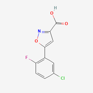 molecular formula C10H5ClFNO3 B13526479 5-(5-Chloro-2-fluorophenyl)isoxazole-3-carboxylic Acid 