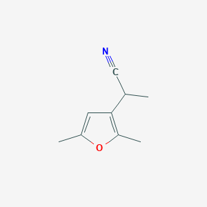 molecular formula C9H11NO B13526552 2-(2,5-Dimethylfuran-3-yl)propanenitrile 