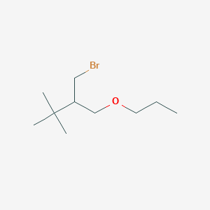 molecular formula C10H21BrO B13526598 1-Bromo-3,3-dimethyl-2-(propoxymethyl)butane 