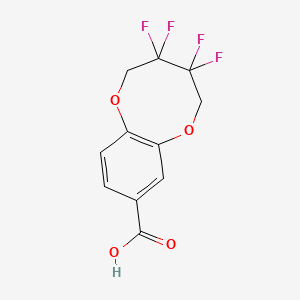 molecular formula C11H8F4O4 B13526651 3,3,4,4-Tetrafluoro-2,3,4,5-tetrahydro-1,6-benzodioxocine-8-carboxylicacid 