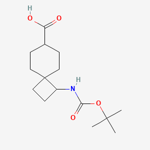 molecular formula C15H25NO4 B13526733 1-{[(tert-butoxy)carbonyl]amino}spiro[3.5]nonane-7-carboxylicacid,Mixtureofdiastereomers 