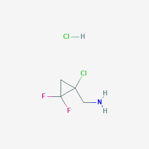 molecular formula C4H7Cl2F2N B13526758 1-(1-Chloro-2,2-difluorocyclopropyl)methanaminehydrochloride 