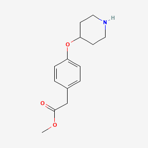 molecular formula C14H19NO3 B13526909 Methyl 2-[4-(4-piperidinyloxy)phenyl]acetate 