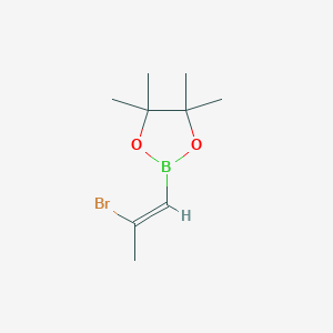 molecular formula C9H16BBrO2 B13527009 2-(2-Bromoprop-1-en-1-yl)-4,4,5,5-tetramethyl-1,3,2-dioxaborolane 