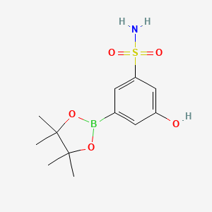 molecular formula C12H18BNO5S B13527021 3-Hydroxy-5-(4,4,5,5-tetramethyl-1,3,2-dioxaborolan-2-YL)benzenesulfonamide 