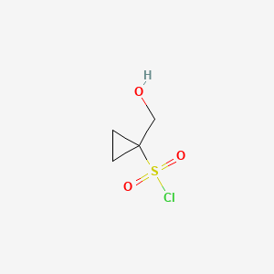 molecular formula C4H7ClO3S B13527176 1-(Hydroxymethyl)cyclopropane-1-sulfonyl chloride 