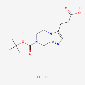 3-{7-[(tert-butoxy)carbonyl]-5H,6H,7H,8H-imidazo[1,2-a]pyrazin-3-yl}propanoicacidhydrochloride