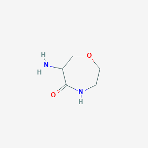 molecular formula C5H10N2O2 B13527262 6-Amino-1,4-oxazepan-5-one 