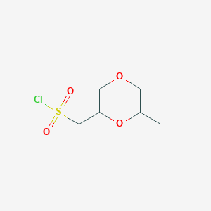 molecular formula C6H11ClO4S B13527270 (6-Methyl-1,4-dioxan-2-yl)methanesulfonylchloride 