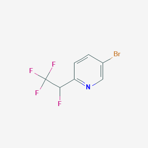 molecular formula C7H4BrF4N B13527290 Pyridine, 5-bromo-2-(1,2,2,2-tetrafluoroethyl)- 